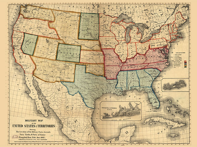 Military Map of the United States &amp;amp; Territories - 1861
