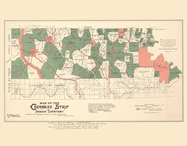 Cherokee Strip Map, 1884