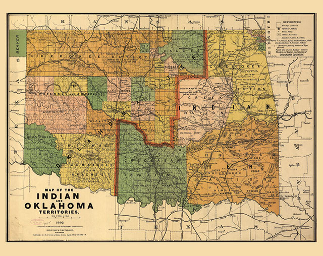 Indian Territory Map - 1892