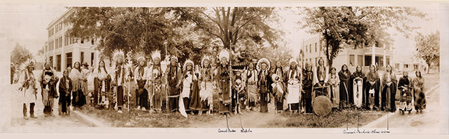 Quanah Parker and his band while visiting OKC in 1909