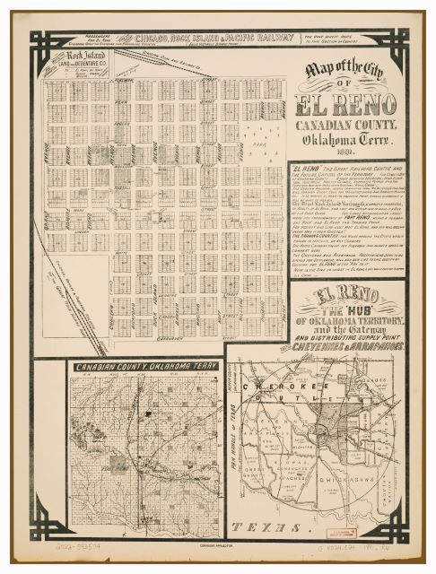 Map of the City of El Reno, Canadian County, Oklahoma Territory, 1891